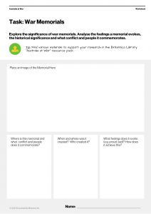 Britannica Worksheets - War Memorials - thumb