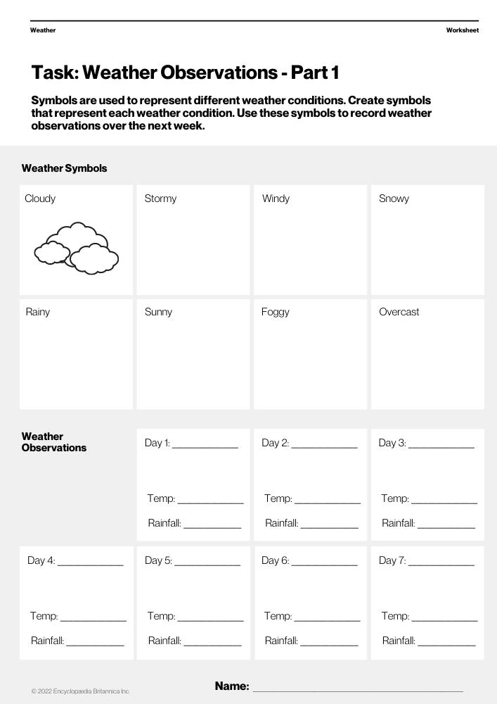 Weather Observations Worksheet