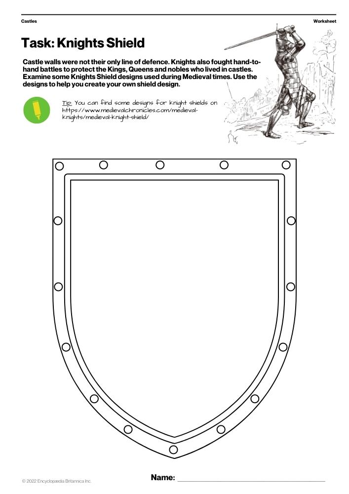 Knights Shield Worksheet